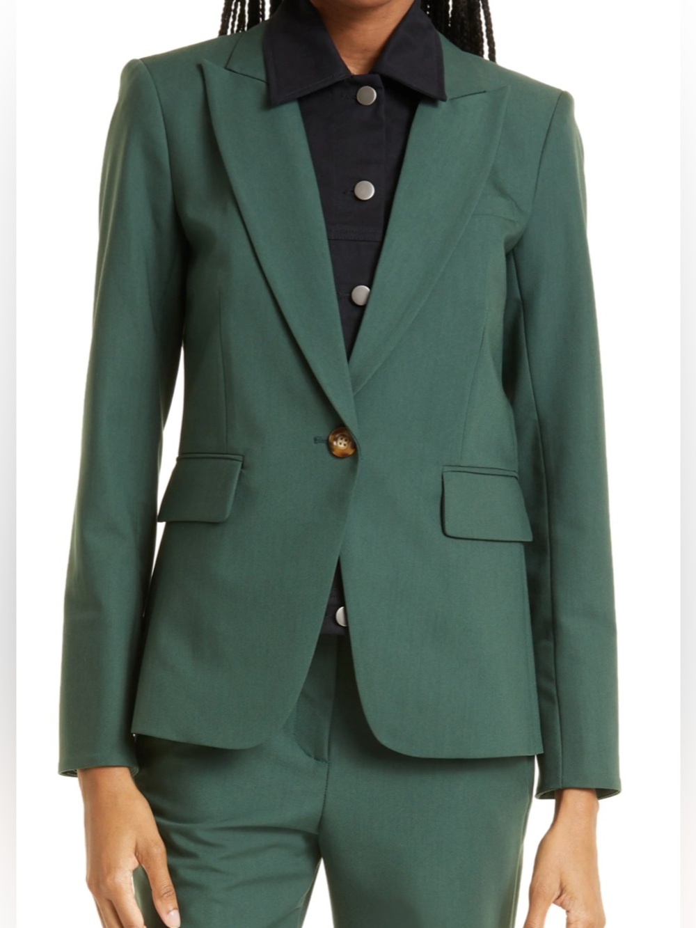 Veronica Beard Cutaway Dickey Jacket Blazer in Pinegrove